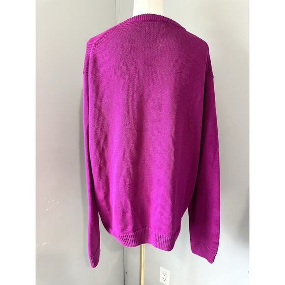 90s Chaps Ralph Lauren Magenta Pullover 100% Cotton Sweater Size XL unisex - Picture 2 of 8